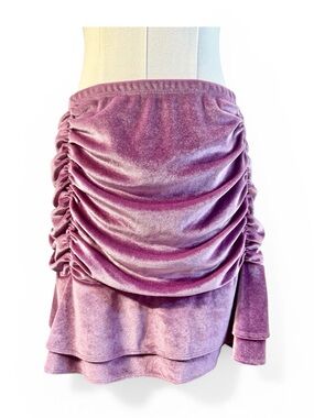 wild fable Ruched Velvet Mini Skirt in Mauve Pink